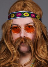 Adult Size Mens 70s Flower Power Hippy Headband 60s Hippie Fancy Dress Accessory