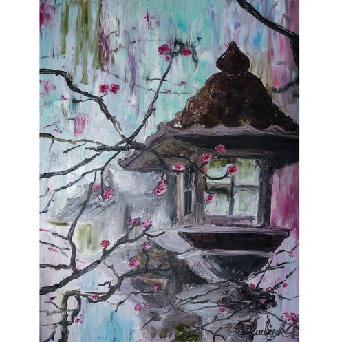 Sakura painting lantern oil - lantern,