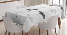 Crane Tablecloth Greyscale