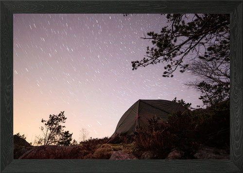 Tent and startrails - , framed