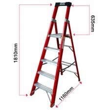 NEW! Heavy Duty Electricians Fibreglass Step Ladder Platform 5 Tread 1.81m EN131