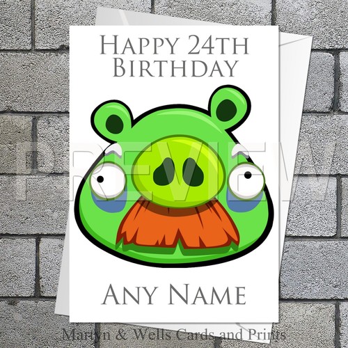 Angry birds pig birthday card - pig,
