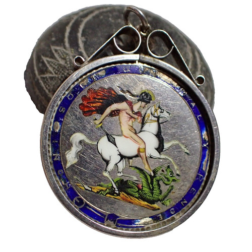 Enamelled silver crown - enamelled,