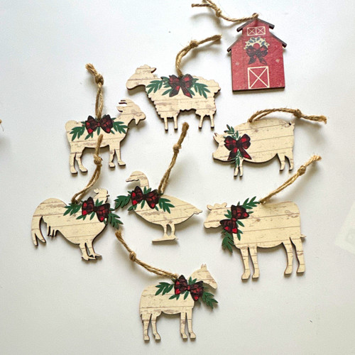 Wood farm animal hanging - wood,