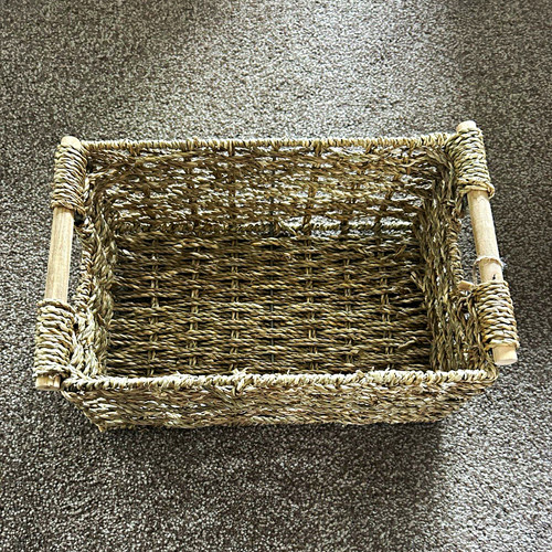 Woven seagrass storage basket - seagrass,