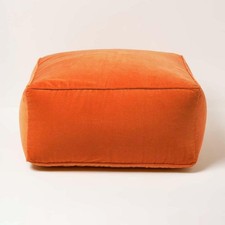 Velvet Pouffe Cube with Velvet Cover & Piped Edging Footstool for Living Room