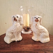 Antique Pair Staffordshire Dog Figurines - Large