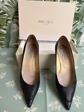 JIMMY CHOO "Amelia"  Black Snakeskin Leather Kitten Heels, UK Size 7