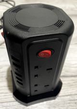 Tower Extension Lead 8 AC OUTLETS 5 USB Ports BLACK 5M Cable UK
