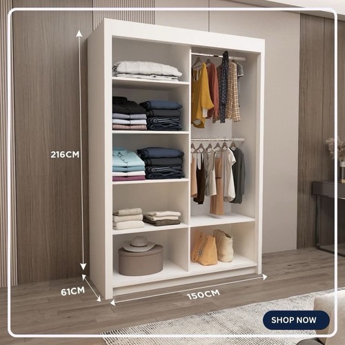 150cm wide sliding wardrobe - 150cm,