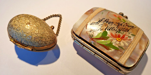 Antique brass chatelaine egg - brass,