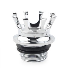 1x Crown Gas Cap Fuel Oil Tank Cover For Harley Touring Softail Road King Chrome