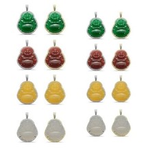 Popular! Sterling Silver Buddha Pendant With Simulated Gemstone & Cubic Zirconia