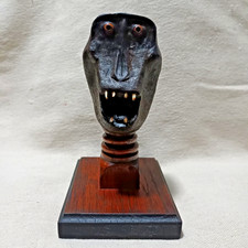 Wax Monkey Head Real Animal Teeth  Curio Oddities Gothic Folk Art Decor Unique