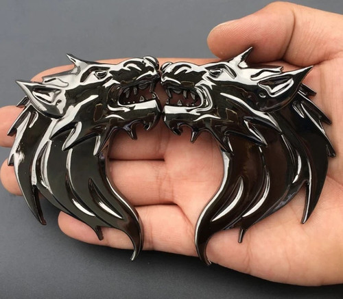 Pair gun metal wolf head - 1,