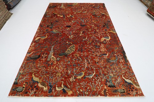 7x10 oriental birds orange - ft,