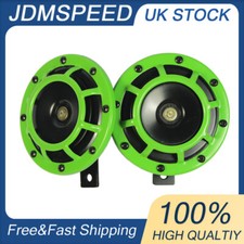 12V Compact Super Tone Loud Blast Grill Mount Horn Universal Green 2PCS