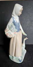 Vintage Nao by Lladro Porcelain  Figurine -Girl Feeding Goose - 24 cm