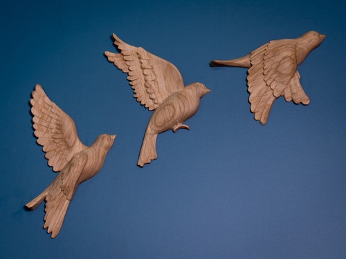 Wooden birds wall - wooden,