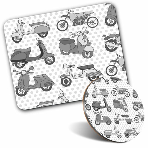 Mouse mat coaster set - mat, bw