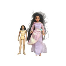 Jasmine & Pocahontas Small Plastic Dolls  Disney Black Hair Clothes Bundle X2