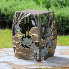 Gorgeous Unique Water Lilies Artistic Aluminum Garden Stool And Accent Table