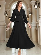 Fashion Long Sleeve Maxi Dress Robe Muslim Women Kaftan Abaya Beaded Turkey Gown