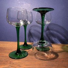 4 Luminarc Green Stem Hock Wine Glasses 16cm Tall (4 sets Available) 