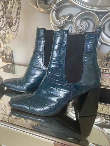 Top shop teal ankle boots - top,