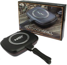 NGT OUTDOOR DOUBLE GRILL PAN NON STICK CAMPING COOKING