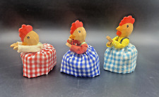 Chicken Egg Covers Cosy x3 made from wood and fabric