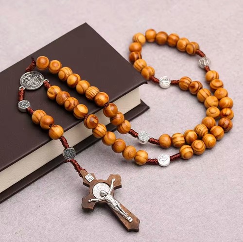 Wooden rosary with - rosary, st
