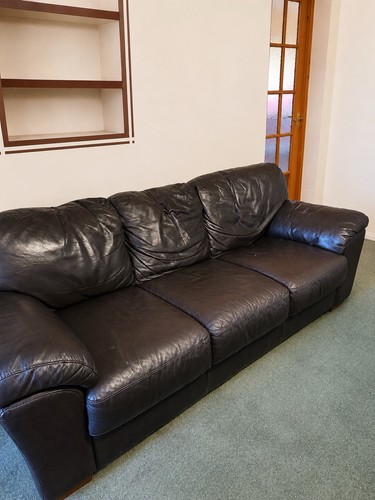 Brown leather seater sofa - leather, 3-seater
