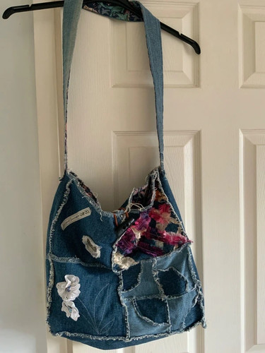 Unusual denim shoulder bag - shoulder,