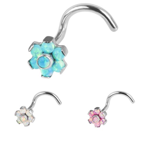 Flower opal nose stud - flower,