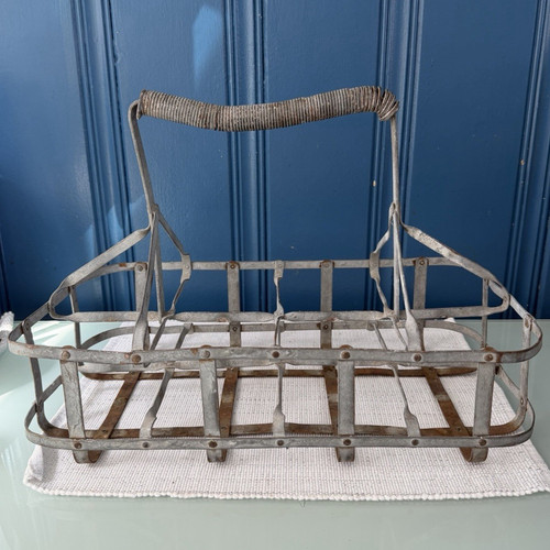Vintage metal milk bottle - metal,