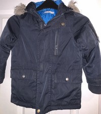 Kids Navy Blue Zoo Parka Jacket Coat with Hood Age 4-5