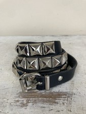 Vintage Studded Leather Jeans Belt Black Unisex Size M 36IN Grunge Rocker