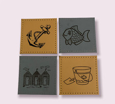 SEASIDE Theme Faux Leather Double Sided Coasters