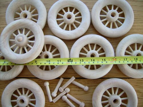 Spoked wooden wheels - 4x, +
