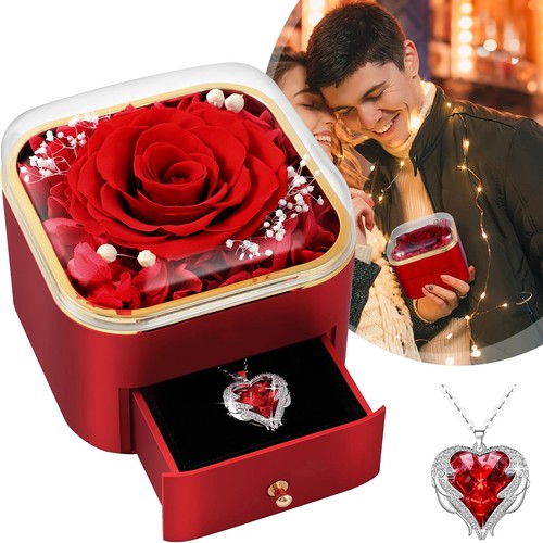 Preserved real red rose - real, with