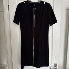 Karen Millen Black Military Ponte Stretch Jersey  Knit Dress 14