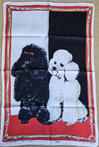 Vintage poodle pure linen tea - poodle,