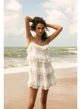 Zara White Ruffled Embroidered