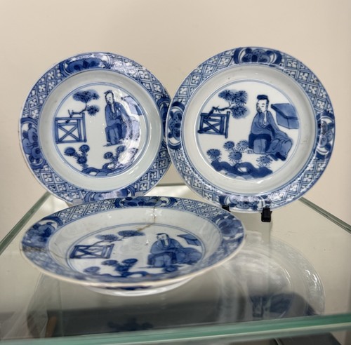 Trio antique chinese blue - blue, &