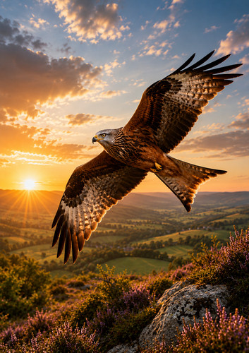 Red kite flight - flight, wall