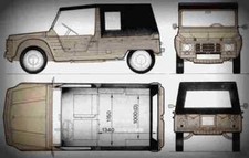 citroen mehari 1980 1 Blueprint Drawing A4 Photo