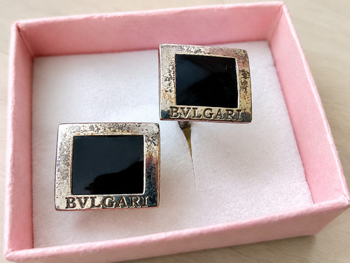 Bvlgari 925 silver black onyx - black,