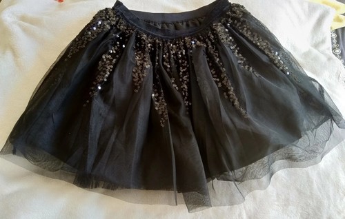Girl black sequin skirt - girl, puffy