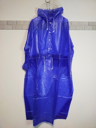 Blue pvc vinyl raincape - blue,